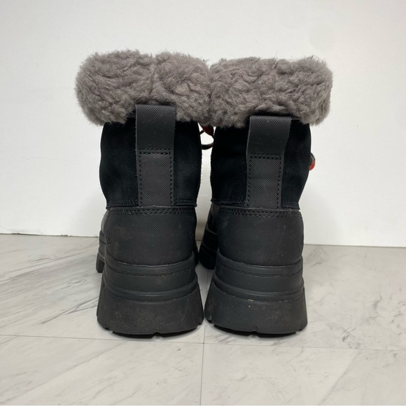 UGG Ashton Addie Black Fur Cuff Lace Up Lug Sole Boot 11 - Picture 3 of 16